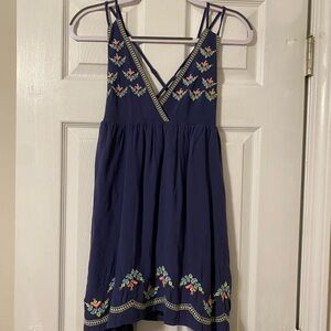 Navy Blue Embroidered Summer Dress